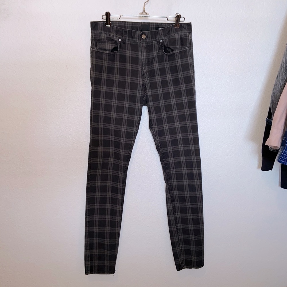 H&M Grey Plaid Skinny Jeans